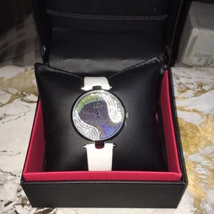 Silver Swarovski Crystal Peacock Feather Pattern